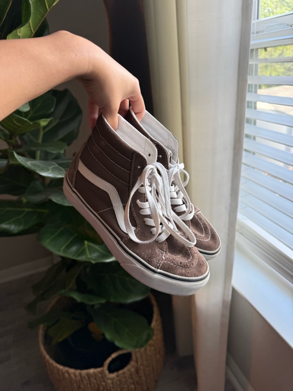 Vans Brown and White Sk8-Hi Sneakers